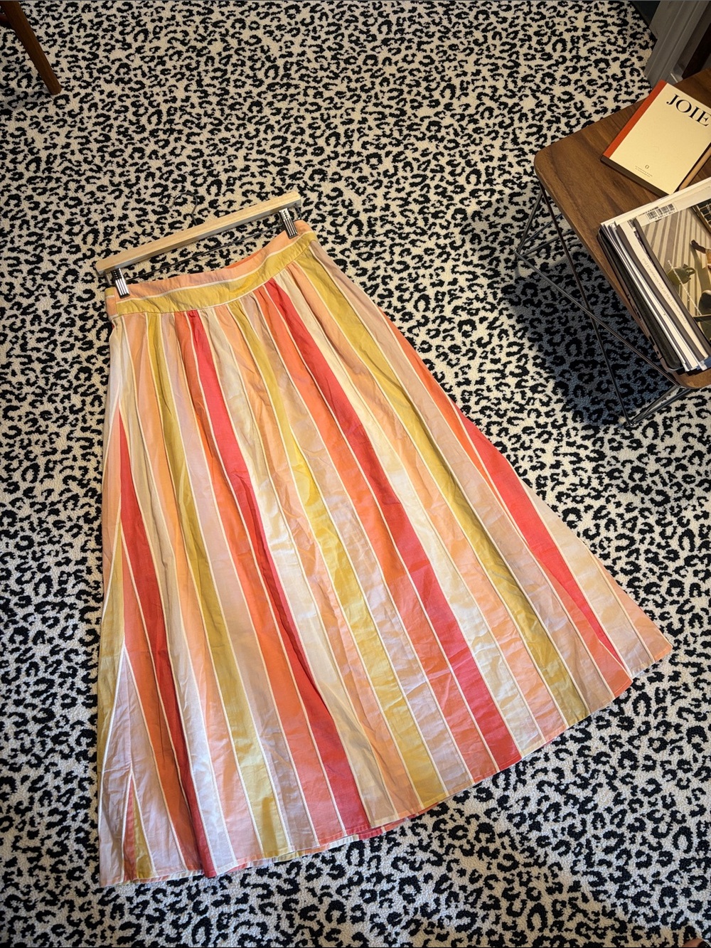 Sezane Siloé Skirt Red, Yellow And Ecru Stripes - Size 8